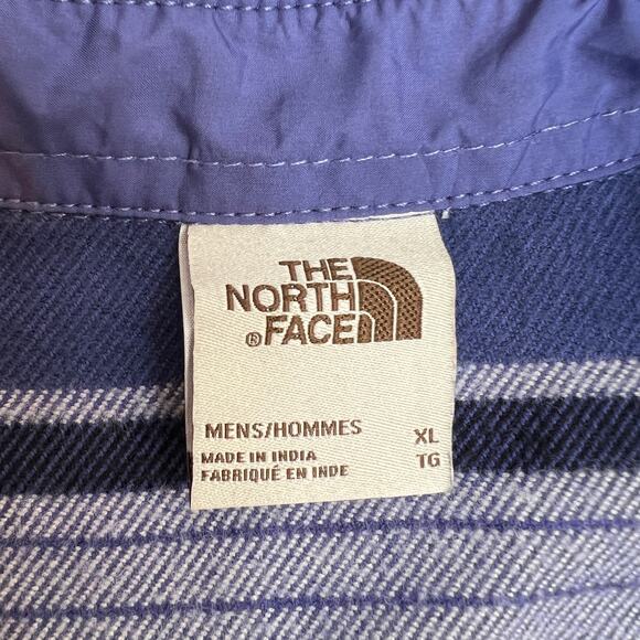 The North Face Men Arroyo Flannel Shirt XL Cotton Blue Stripe Heavy Duty Button - Picture 3 of 10